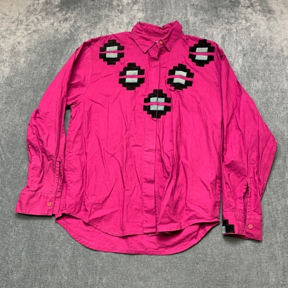 Vintage Wrangler Shirt Womens Medium Pink Regular Fit Everyday Wear Button Up
